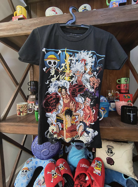 Camiseta geek infantil - Luffy, transformações