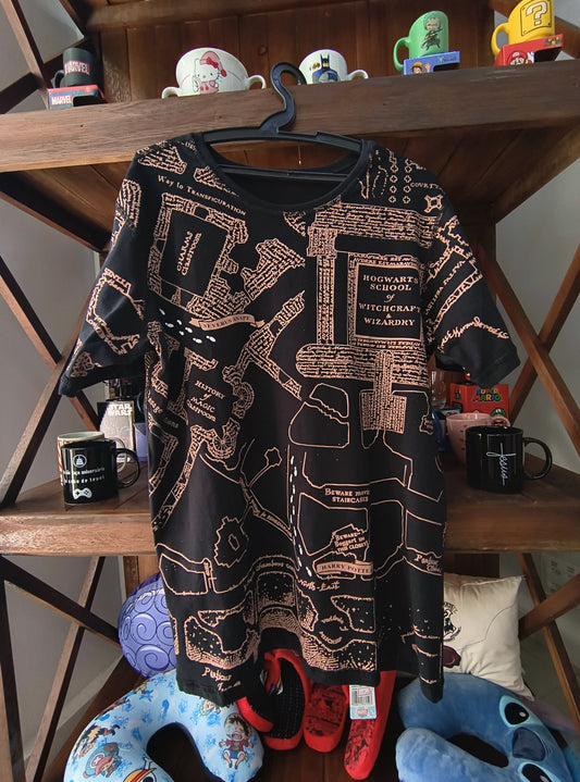 Camiseta geek: Harry Potter (Mapa do Maroto, Reversível)