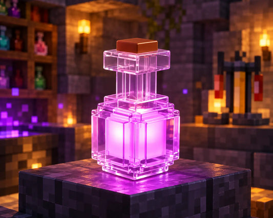 Luminária Poção Minecraft Pixel 7 Cores – Garrafa LED Decorativa