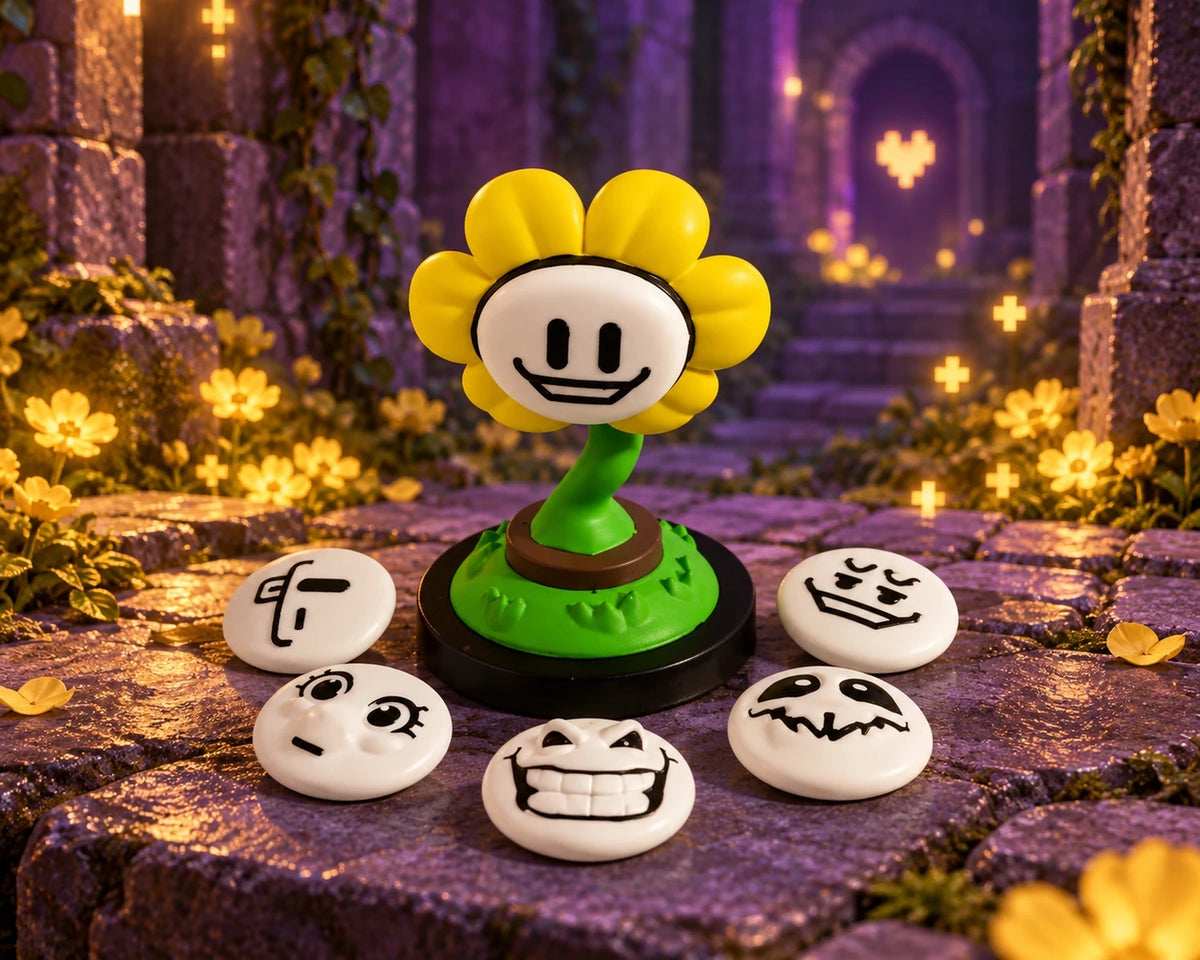 Bonecos Undertale Sans e Flowey em PVC – Figures Colecionáveis