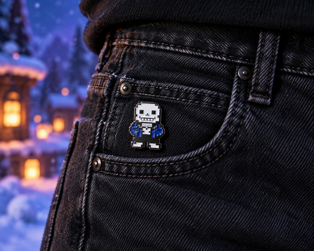 Pin Broche Undertale em Metal – Sans, Temmie, Cachorro e Determinação