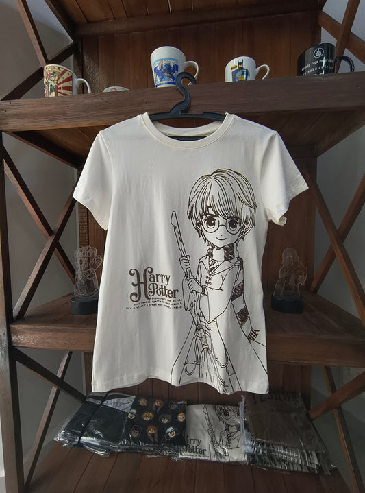 Camiseta geek feminina: Harry Potter, Chibi (Baby look)