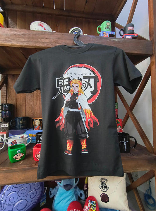 Camiseta geek infantil: Kimetsu No Yaiba (Rengoku)