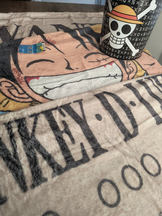 Kit Balde + Manta geek: One piece (Luffy procurado)