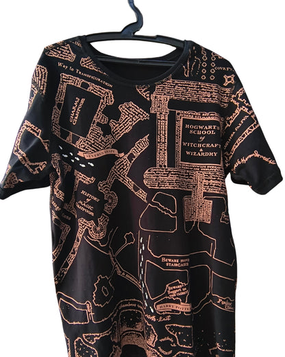 Camiseta geek: Harry Potter (Mapa do Maroto, Reversível)