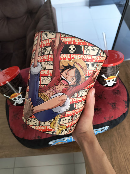 Kit 3 em 1, Almofada Pipoca + Refri: One piece