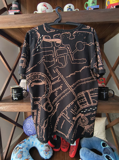 Camiseta geek: Harry Potter (Mapa do Maroto, Reversível)