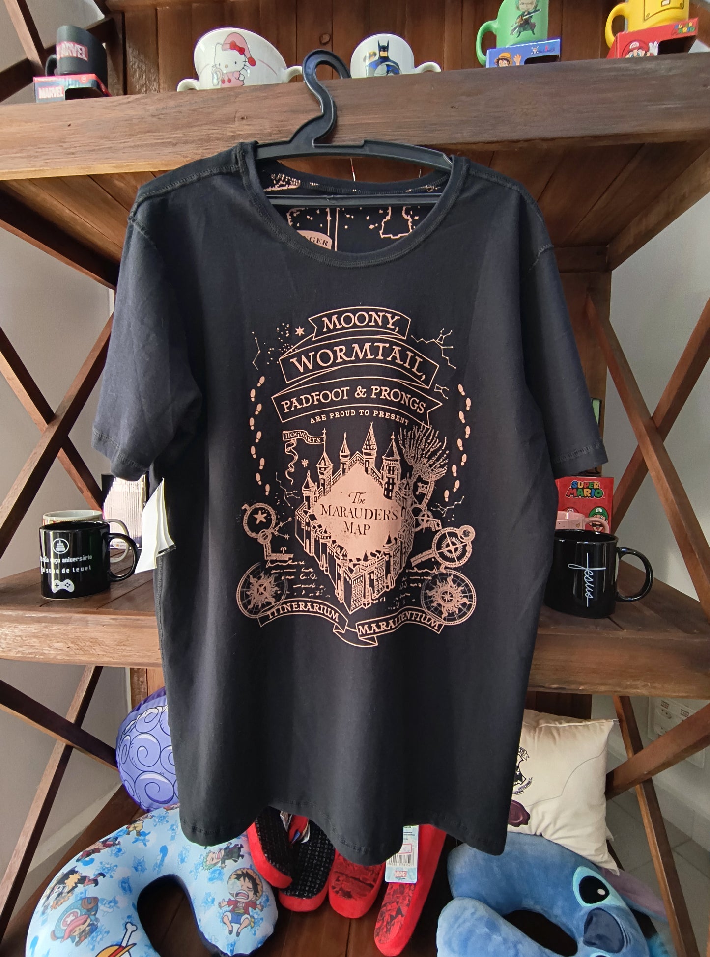 Camiseta geek: Harry Potter (Mapa do Maroto, Reversível)