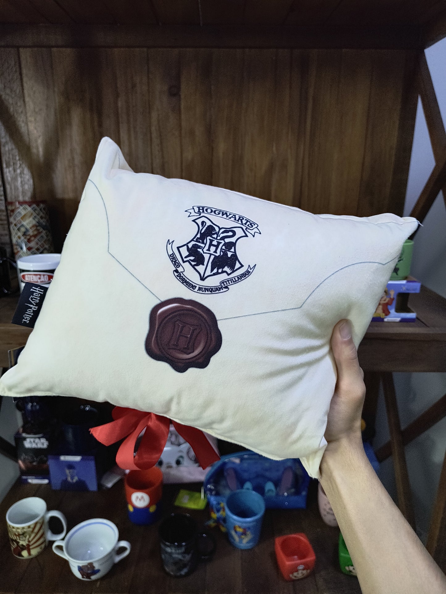 Almofada dobrável geek: Harry Potter (Carta de Hogwarts)