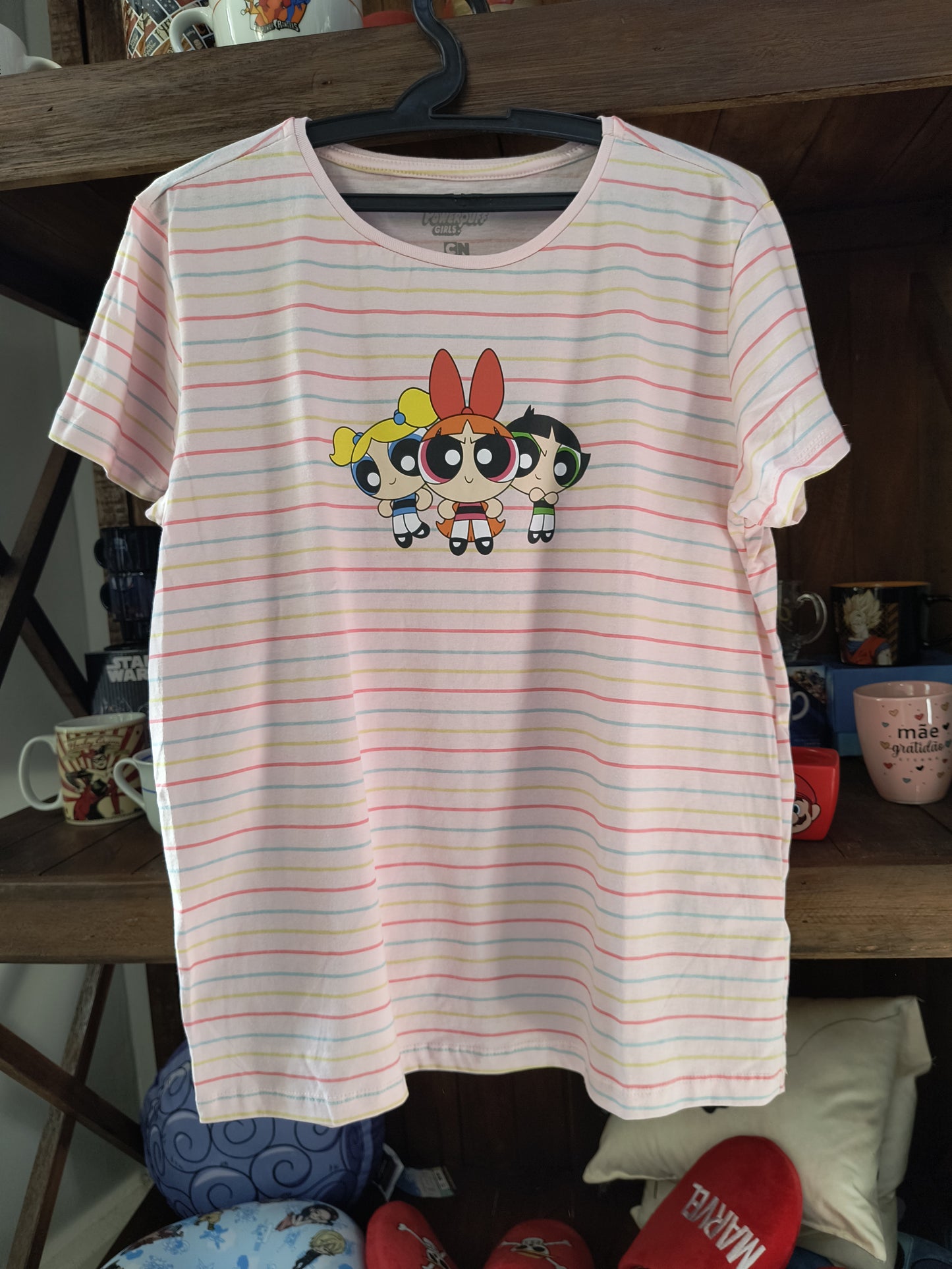 Camiseta feminina Geek: Cartoon - Meninas Superpoderosas – Estampa listrada