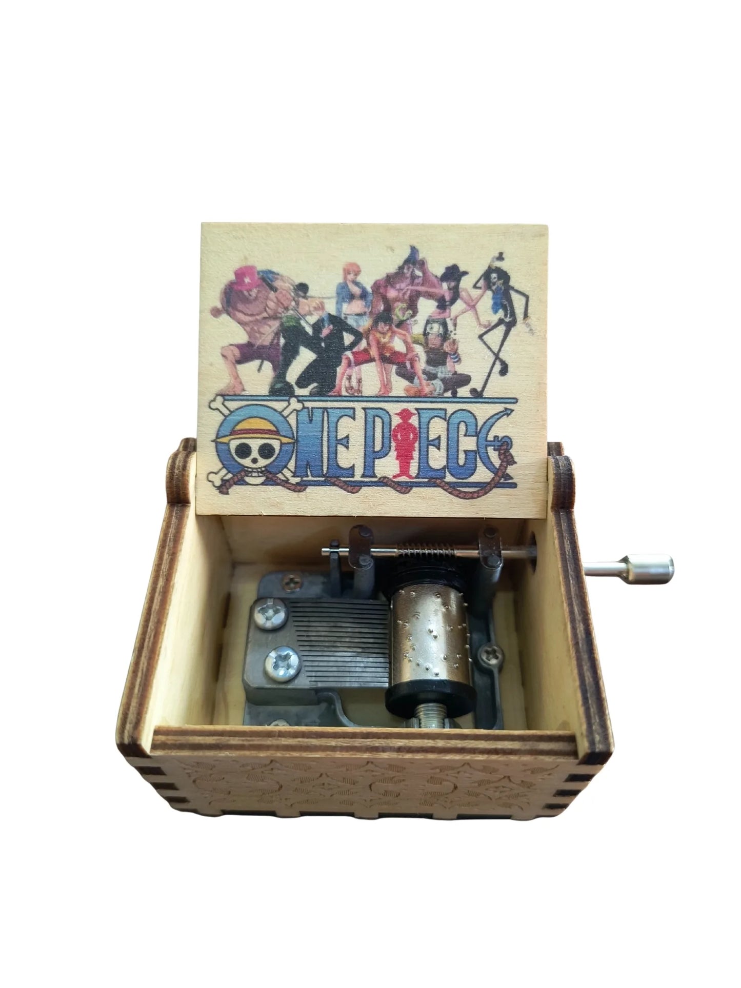 Caixa de Música One Piece – Manivela em Madeira Entalhada