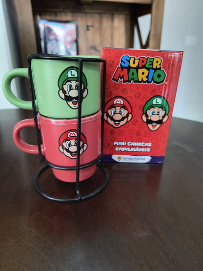 Kit caneca dupla geek: Super Mario Bros