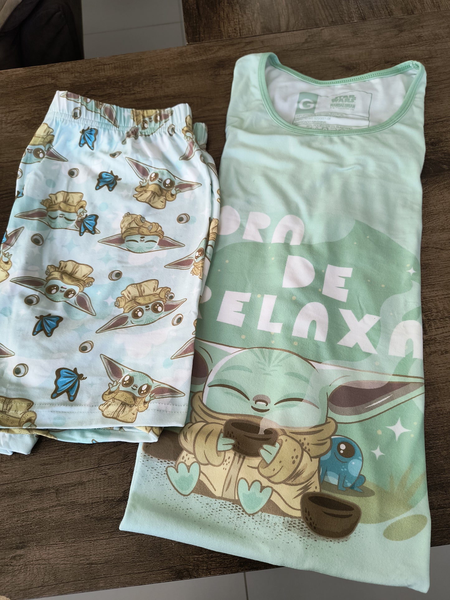 Pijama verão feminino geek: Baby Yoda