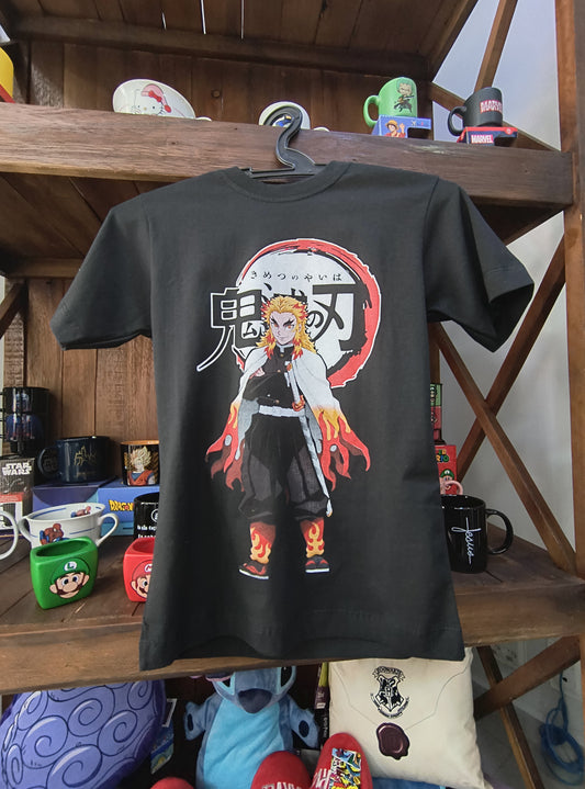 Camiseta geek infantil: Kimetsu No Yaiba (Rengoku)