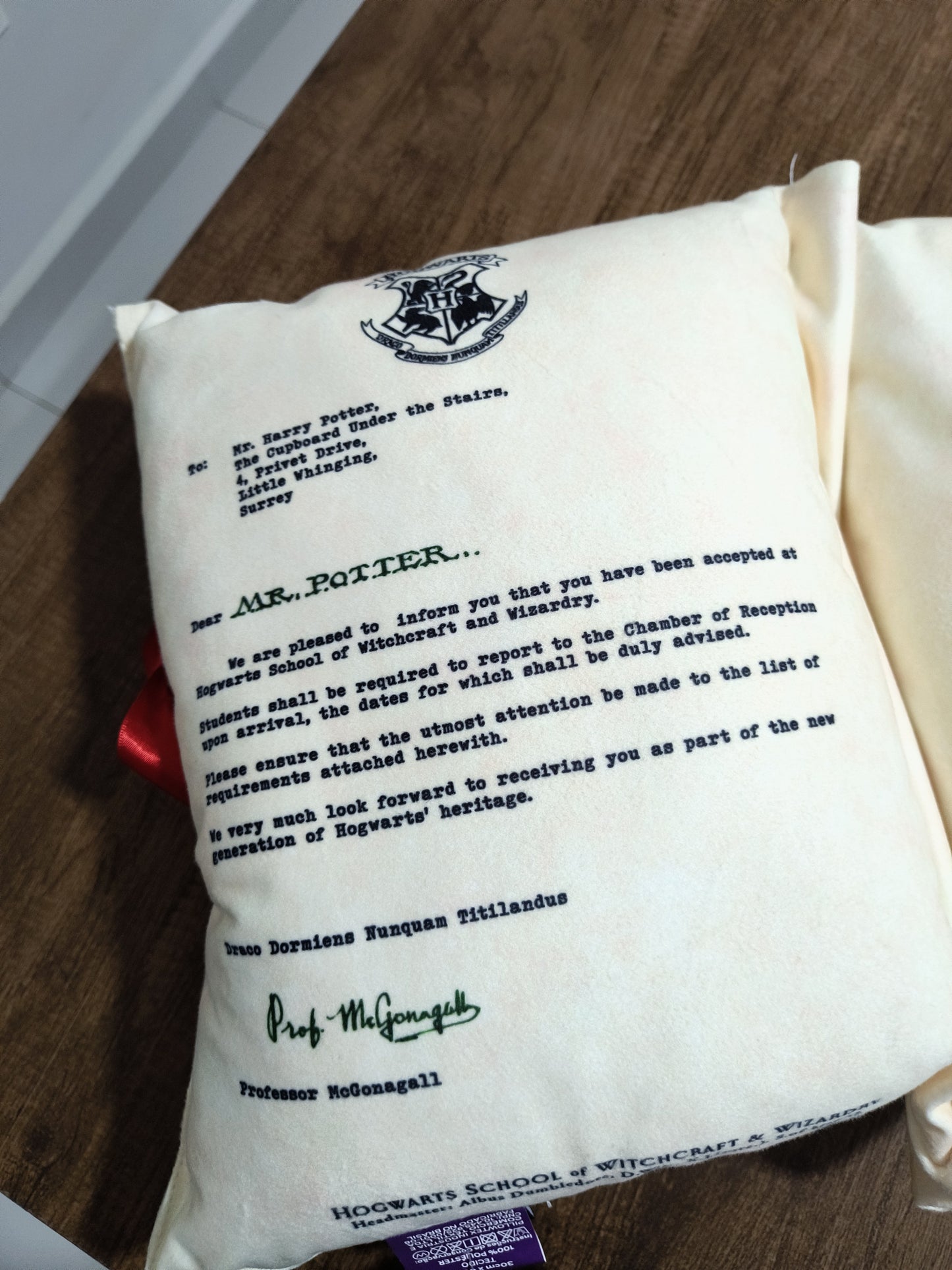Almofada dobrável geek: Harry Potter (Carta de Hogwarts)
